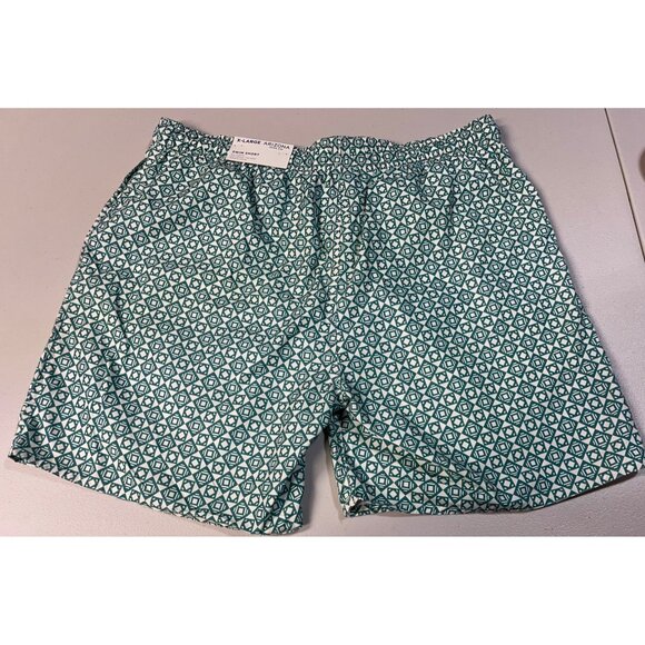 Arizona Jean Co. Mens XL Polyester Drawstring Green Geometric Print Swim Short - Picture 2 of 10
